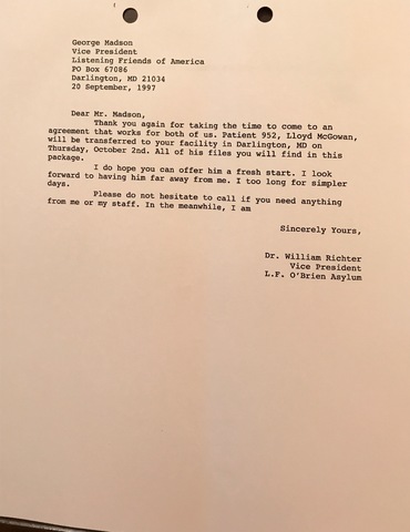 Letter To George Madson At LFoA