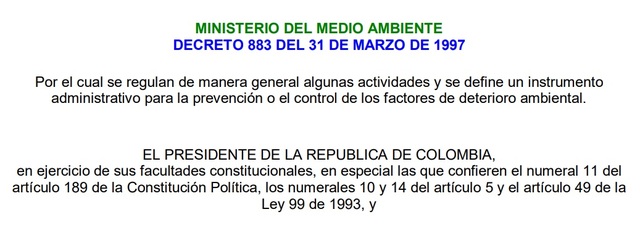Decreto 883 de 1997