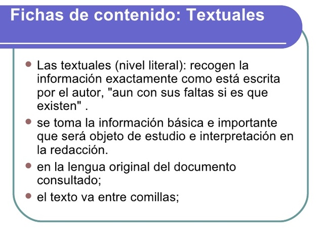 9º. Elaboración de fichas de contenido.