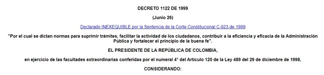 Decreto 1122 de 1999