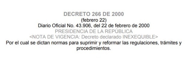 Decreto 266 de 2000