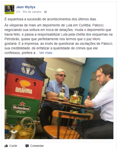 Postagem recente do Jean Wyllys