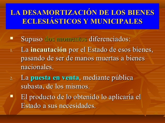 Efectos económicos y políticos  de la amortización eclesiástica.
