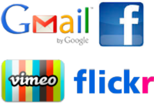 Facebook, Gmail, Flickr y Vimeo
