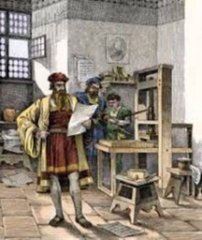 Johannes Gutenburg invents printing press