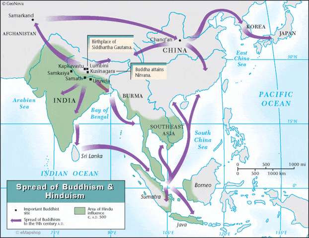 Spread of Hinduism and Buddhism to southeast Asia