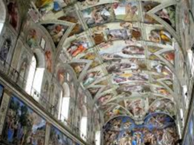 Michaelangelo begins painting Sistine Chapel