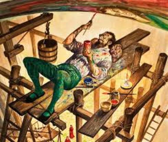 Michaelangelo begins painting the sistine chapel