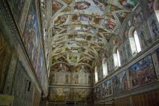 Michaelangelo begins painting the Sistine Chapel