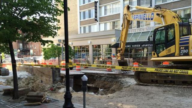 Sewer main collapses on Centre Street in Mount Vernon Baltimore, MD