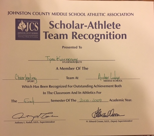 First Year of Being an Archer Lodge Middle School Cheerleader