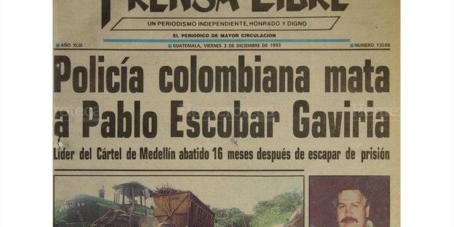 Muere Pablo Escobar Gaviria, principal lider de la Mafia