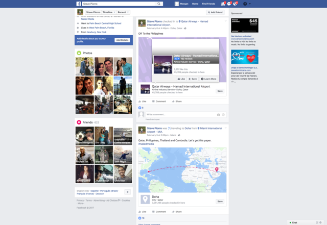 Steven Post On Facebook He's travelling To Phillipines