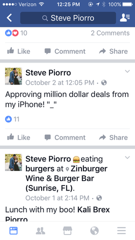 Steven post on facebook he approved million dollar deals on his iphone.
