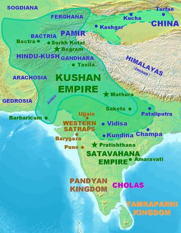 Kushan empire in northern India and central Asia