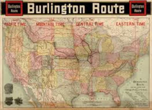 Railroads set up standard time zones