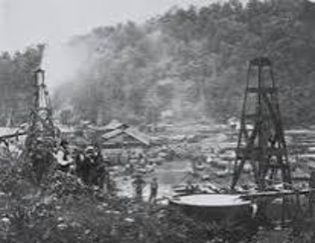 First oil well is drilled, Pennsylvania