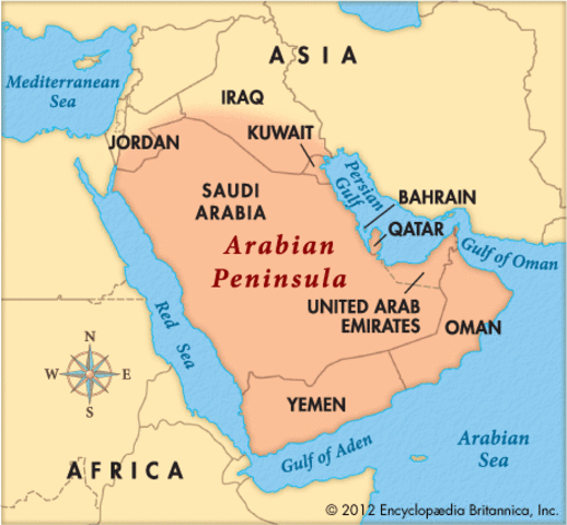 The entire Arabian peninsula is part of Islamic state.