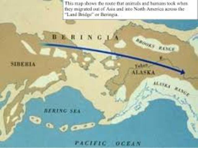 Asain migrations across the Beringia land bridge.