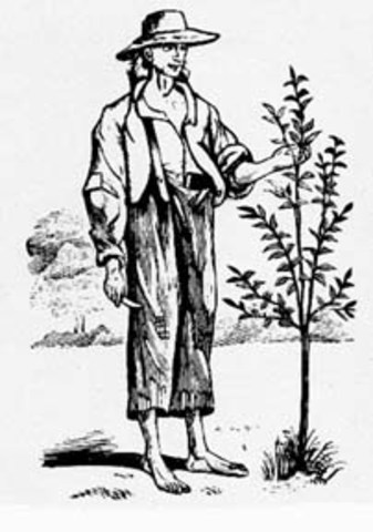 ME-Johnny starts orchards in Indiana.