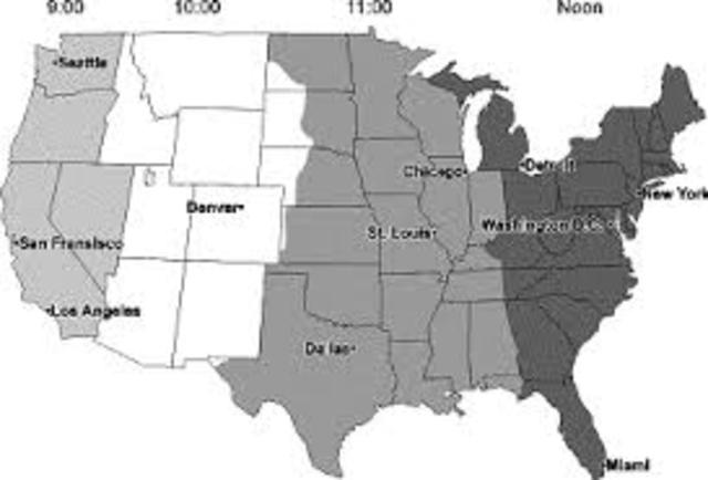 Railroads set up standard time zones
