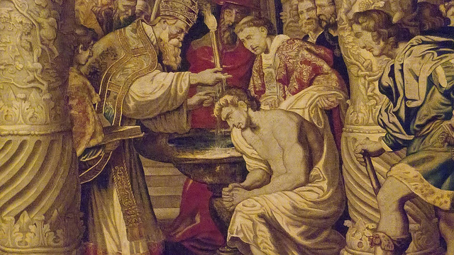 Constantine converts to Christianity