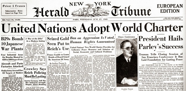 1945 SE ENTABLASEN  LAS NACIONES UNIDAS