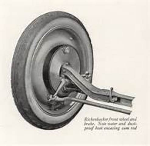First four wheel brakes fited to a motorcar