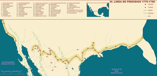 El rey determina que la frontera estaría formada por 15 presidios
