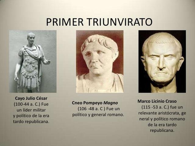 Primer Triunvirato en Roma 60 a.c. hasta el 53 a.c.