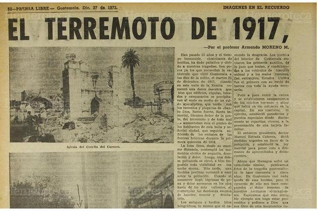 27 de Noviembre de 1917  Terremotos en Guatemala