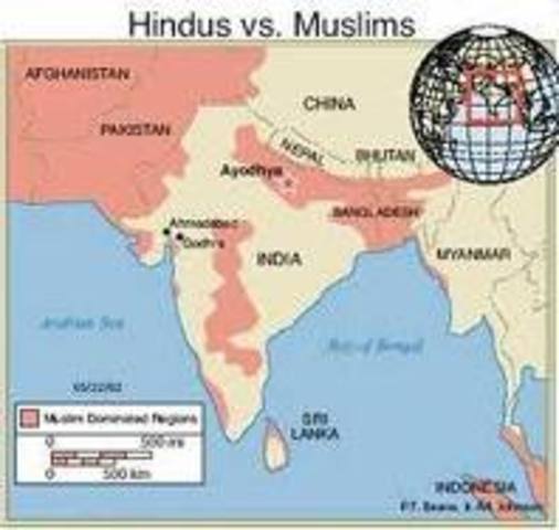 WWI- riots between Hindus and Muslims.