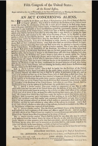 Alien and Sedition Acts