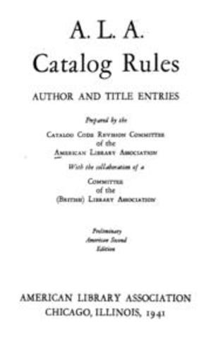 "Catalog rules, author and title entries"