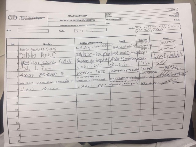 Reunión con equipo UARIV Proyectos territoriales para la vida y la reconciliación