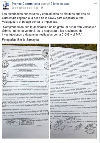 Apoyo de la comunidad a Comisionado