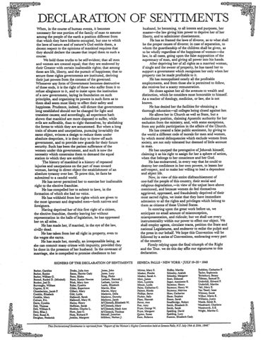 Declaration of Sentiments is formed.