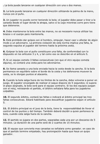 primeras 5 reglas del baloncesto