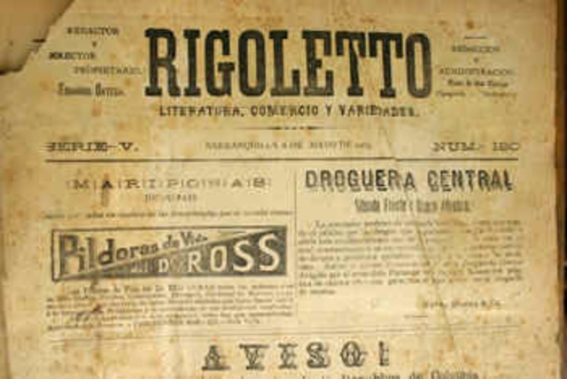 1902-Creación del periódico Rigoletto en Barranquilla