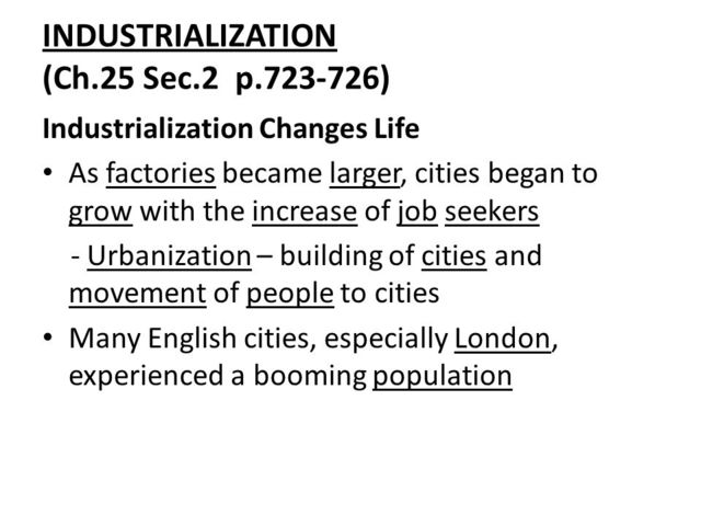 Industrialization Begins to Boom
