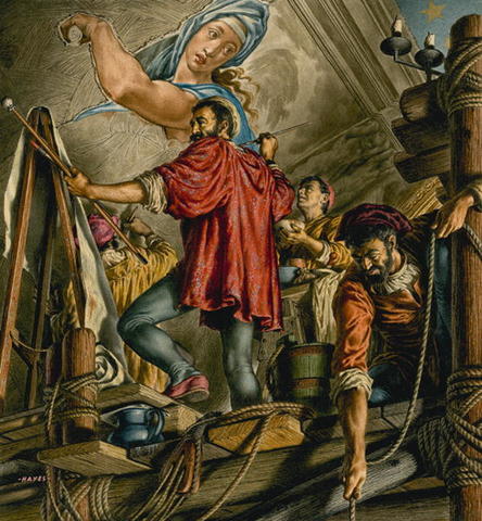 Michelangelo begins painting the Sistine Chapel