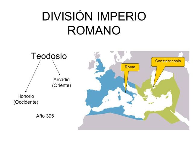 395 División del Imperio Romano en Oriente y Occidente