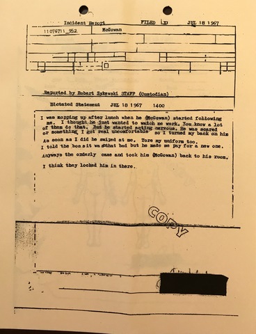 Lloyd McGowan Incident Report with Custodian