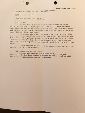 Lloyd McGowan Incident Report For Yard Exercise