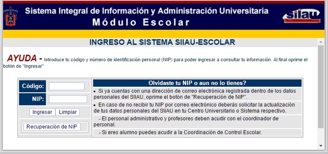 Calificaciones en Sistema