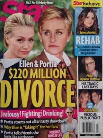 Ellen and Portia divorce magazine cover