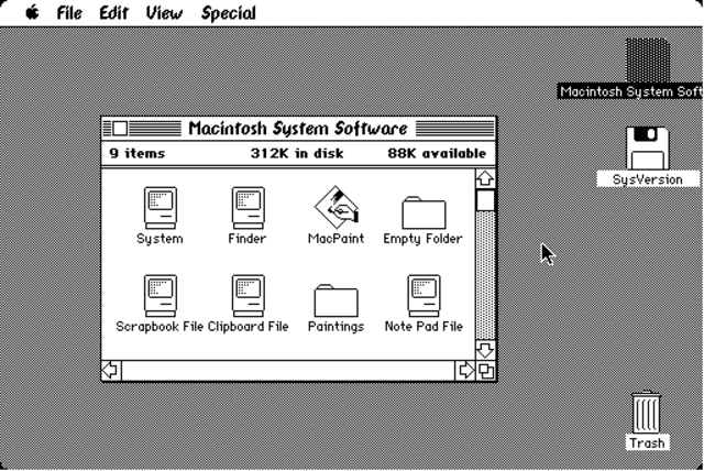 Apple presenta Macintosh System 1.0.