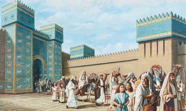 Return of some of the Jewish exiles to Jerusalem. Start of reconstruction of the temple.