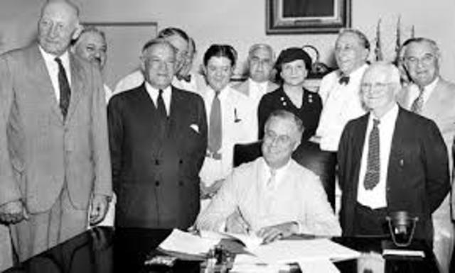 Social Security bill signed by FDR