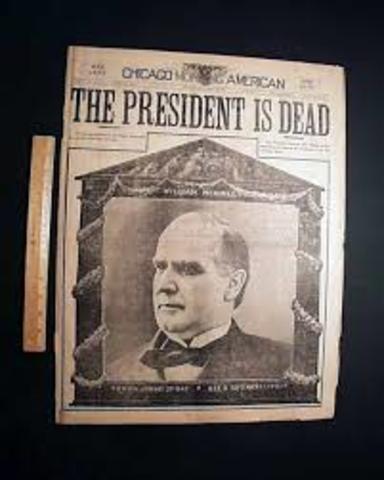 Theodore Roosevelt becomes president after McKinley is assassinated